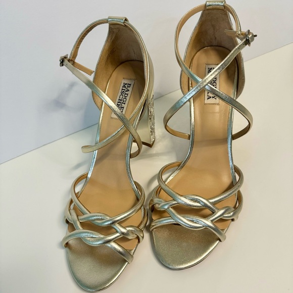Badgley Mischka ✨ Soria Metallic Rhinestone Heels Gold - Picture 6 of 6